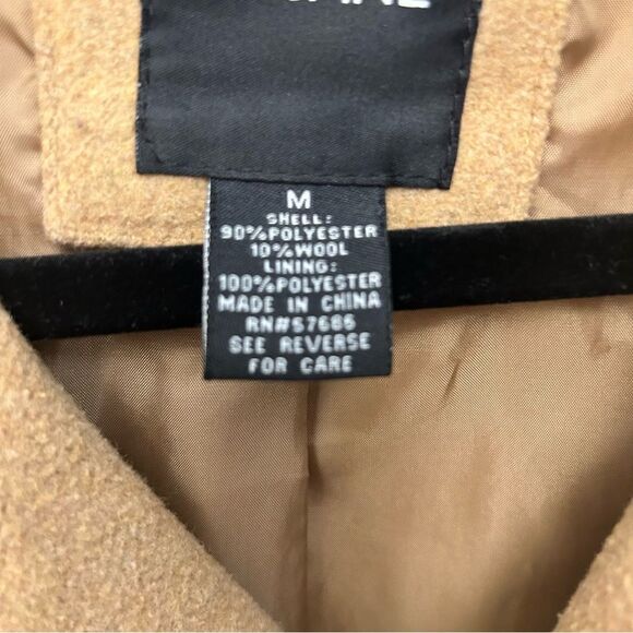 Me Jane Camel Pea Coat Wool Blend Size Medium With Belt - Picture 10 of 11
